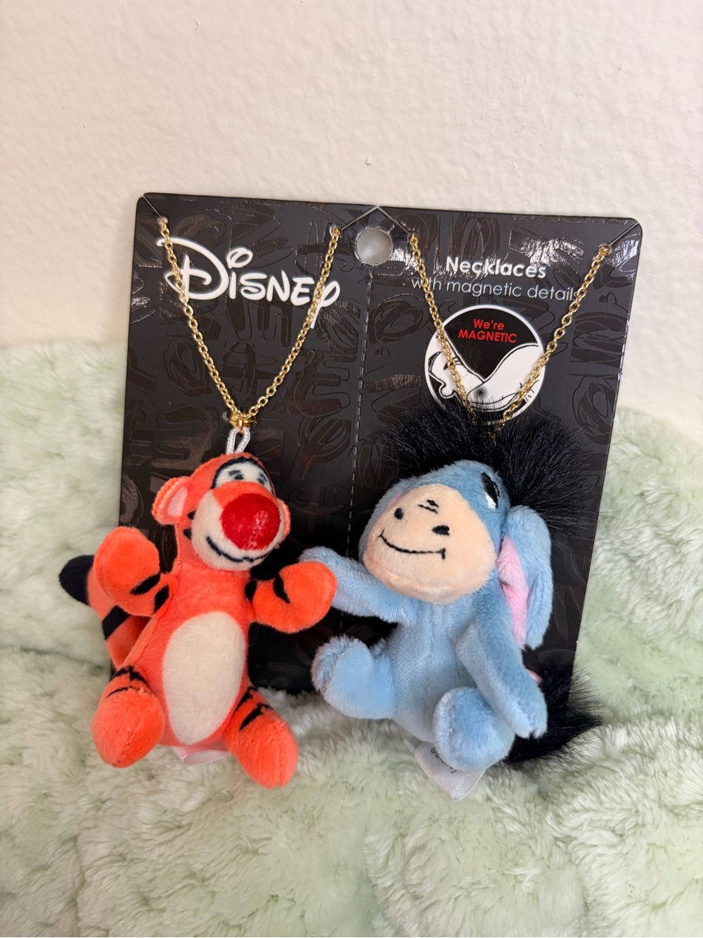 🧡🩵 Disney Tigger & Eeyore Magnetic BFF Plush Necklaces NWT